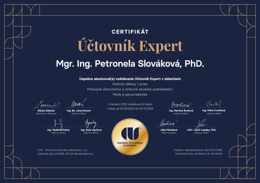 Certifikát Účtovník Expert